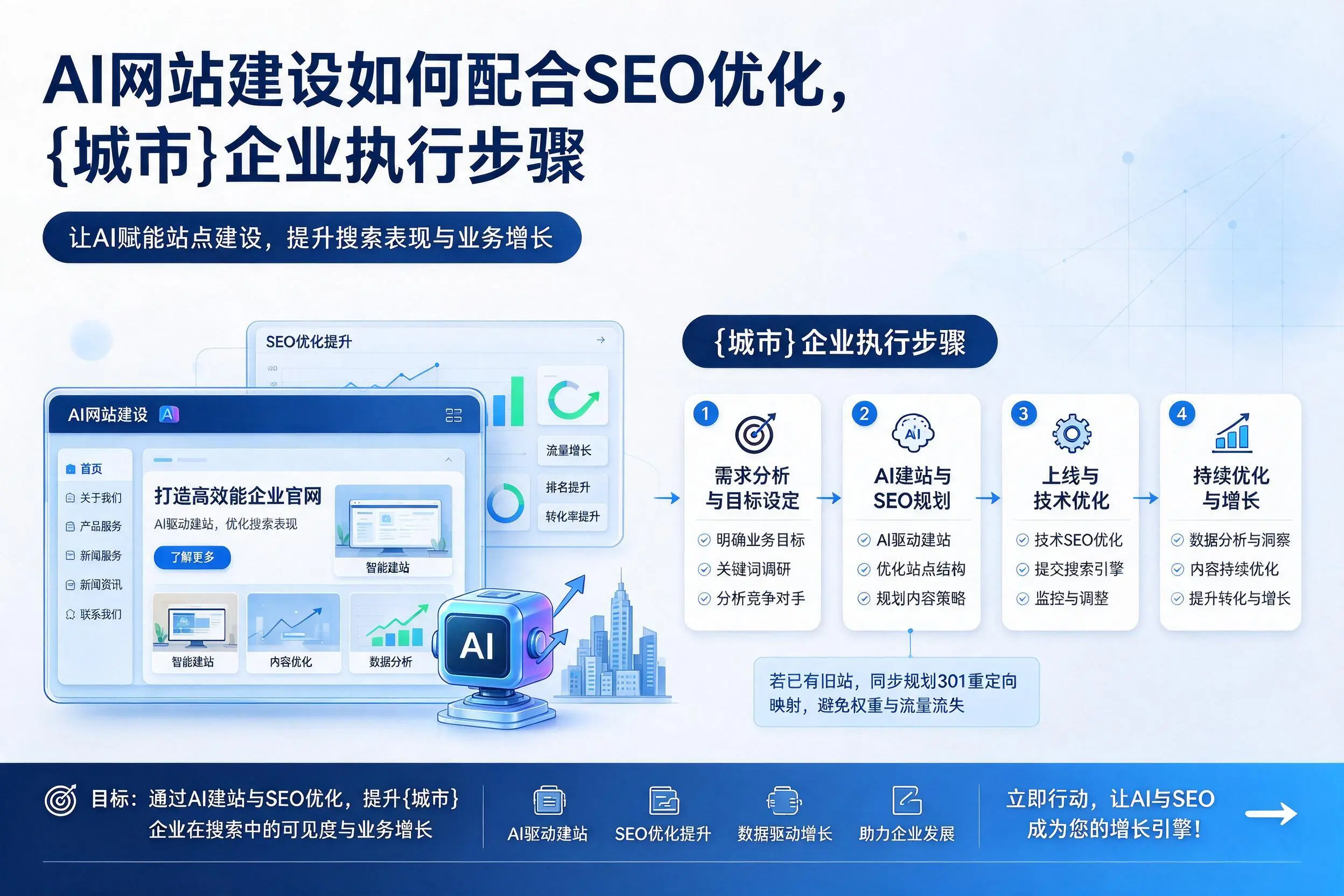 AI网站建设如何配合SEO优化,泸州企业执行步骤