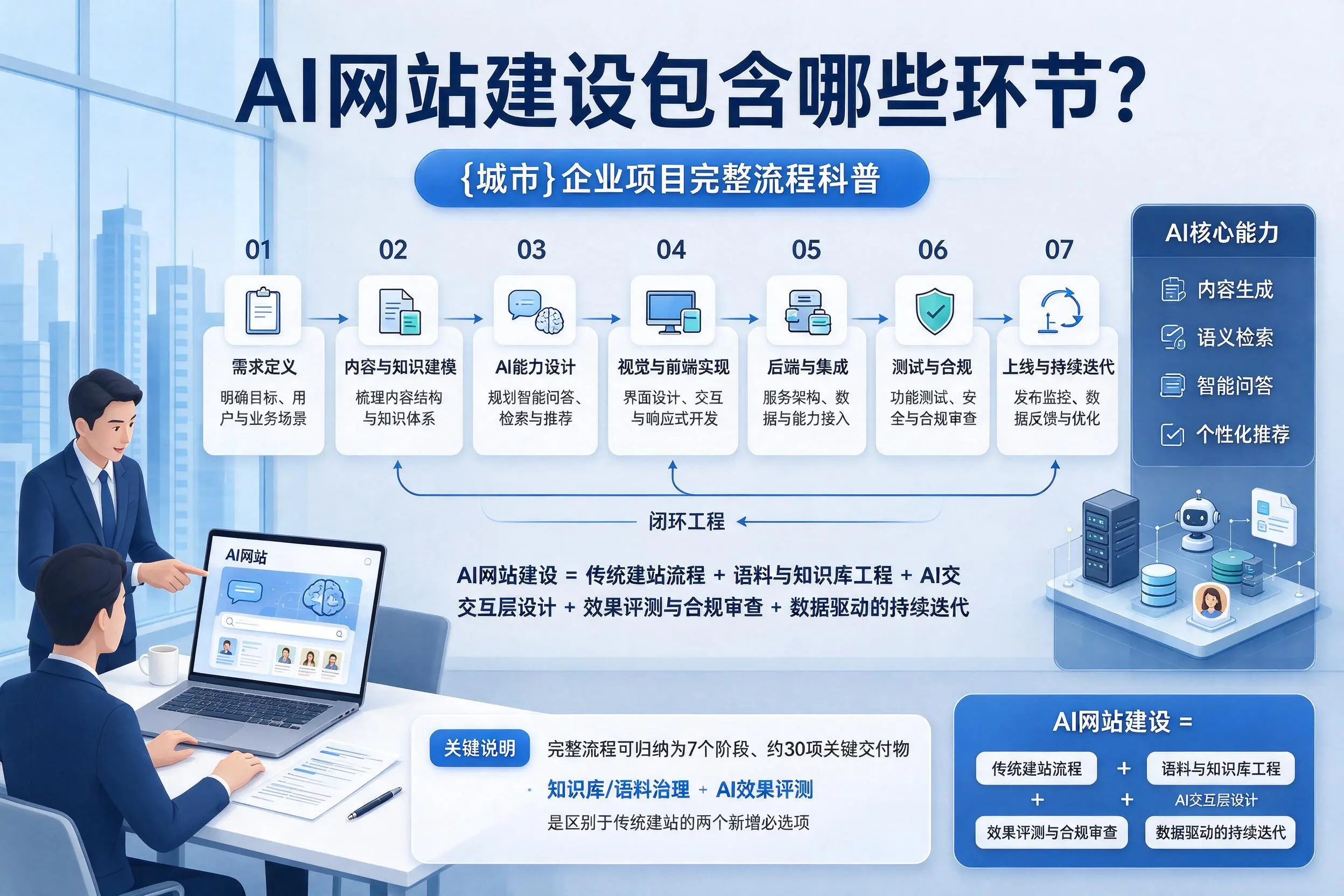 AI网站建设包含哪些环节？泸州企业项目完整流程科普