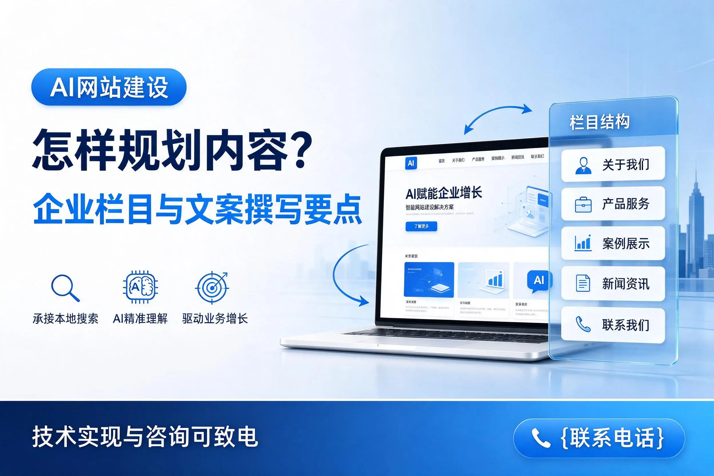 AI网站建设怎样规划内容?泸州企业栏目与文案撰写要点